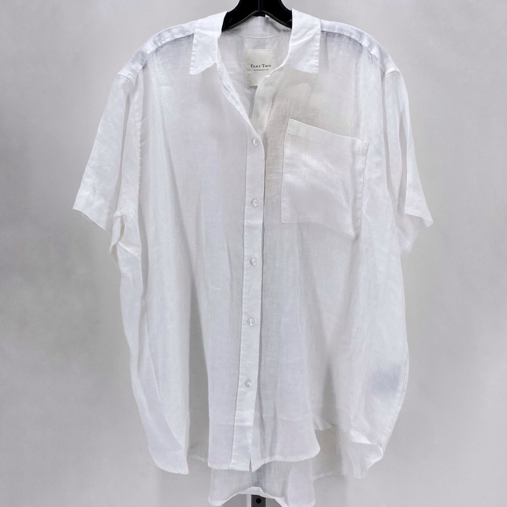 NWT Part Two white linen button down shirt